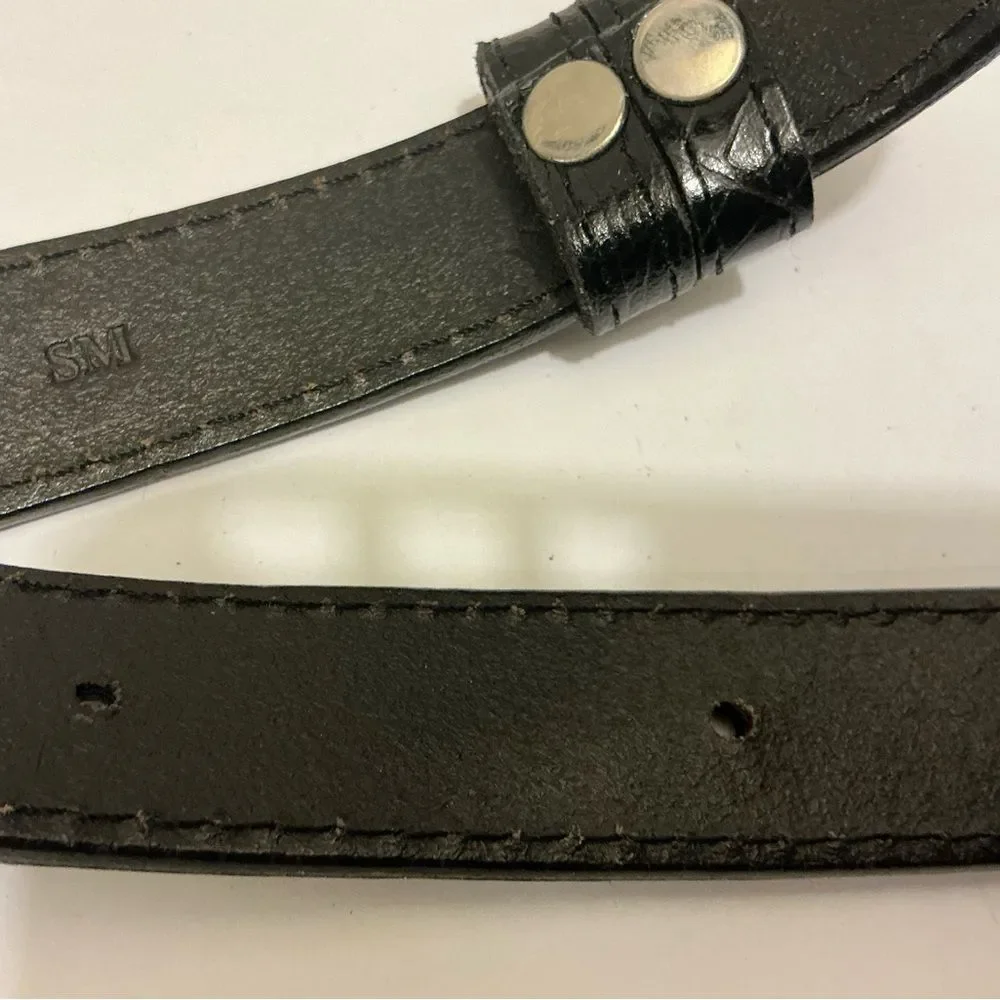 Chico's Black Belt adjustable with Ornate Silver Buckle